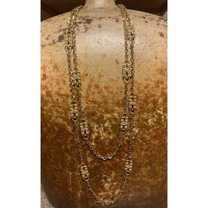 Camrose Kross JBK Gold and Rhinestone Paper Clip Necklace
